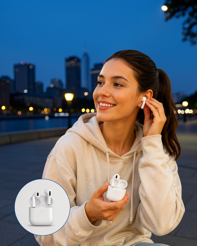 Kulak İçİ Bluetooth Kulaklık Beyaz Çağrı Cevaplama Dokunmatik Kontrol
