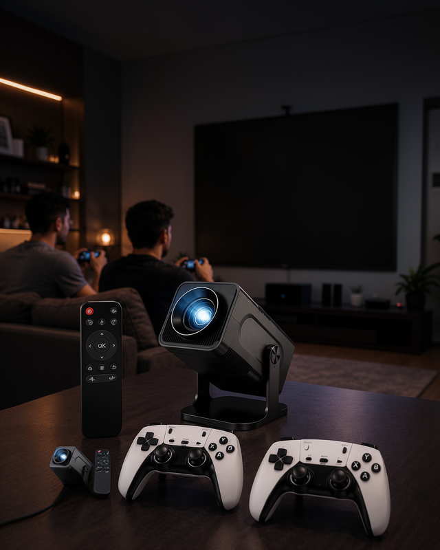 Game Box Projeksiyon Cihazı Kumandalı Android TV 1-1
