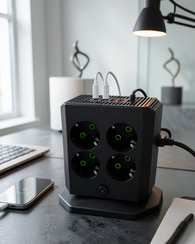 Dikey Çoklu Priz 8 Priz 4 USB 2 Type-C Girişli Uzatma Prizi UCZZA105PRİZ-2