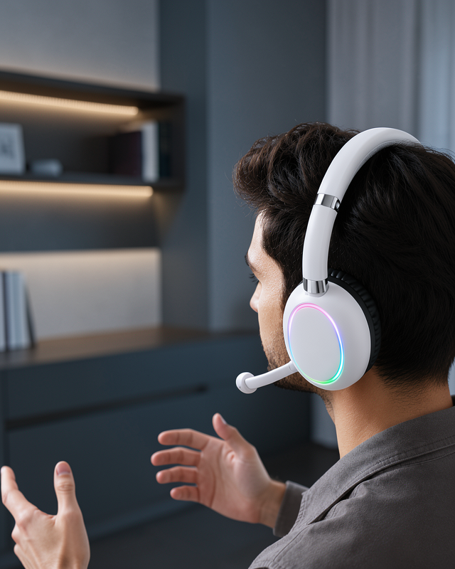 Kulak Üstü Kablosuz Kulaklık Bluetooth 5.0 Mikrofonlu RGB Aydınlatmalı