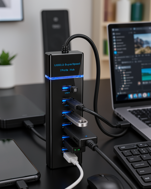 7 Port USB 3.0 Hub 5Gbps Süper Hızlı Çoklayıcı UCZZOKM307-1