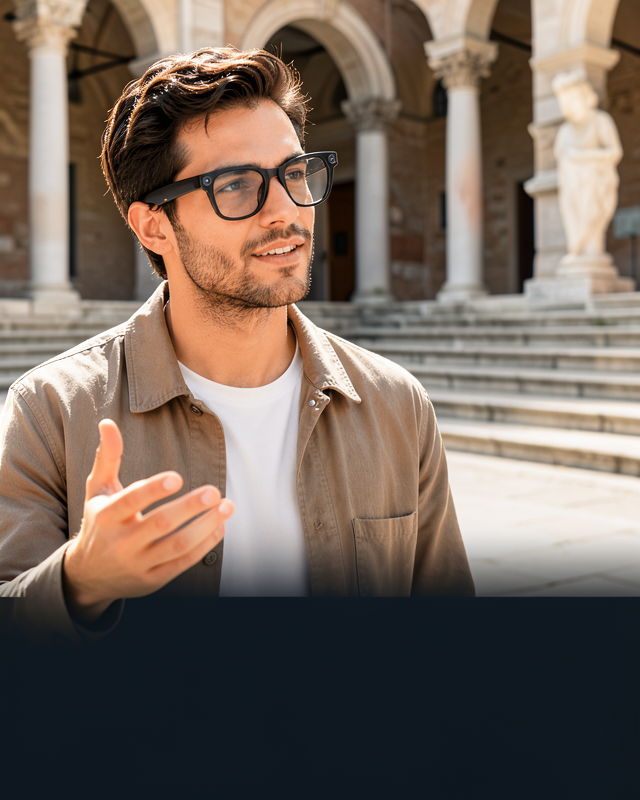Akıllı Kamera Gözlüğü 3 Lensli Bluetooth Görüşme Müzik Kontrolü AI Çeviri