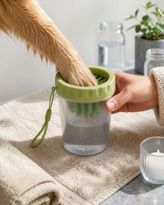 Silikon Fırçalı Köpek Pati Temizleme Kabı Orta ve Büyük İrklar İçin