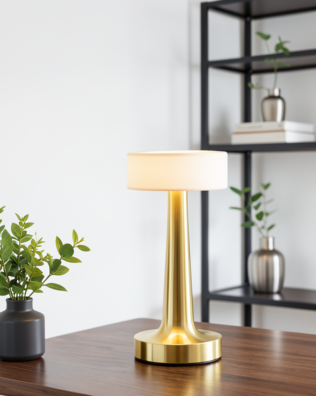 Kablosuz LED Masa Lambası Gold Kare Tasarım Type C Şarjlı