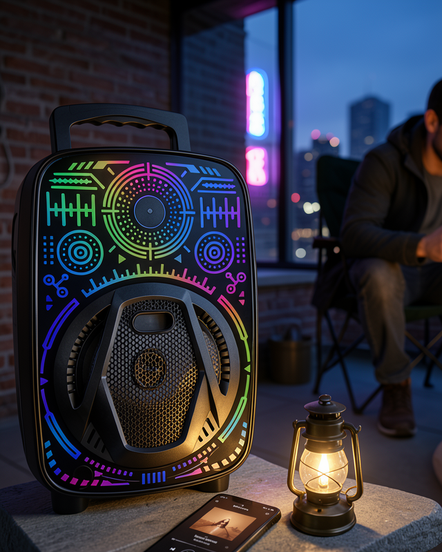 8 İnç Işıklı Karaoke Hoparlör USB AUX FM Destekli UCZZZLF3880HOPARLÖR-4