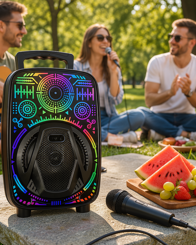 Taşınabilir Karaoke Hoparlör RGB LED Işıklı USB FM Radyo UCZZZLF3880HOPARLÖR-2