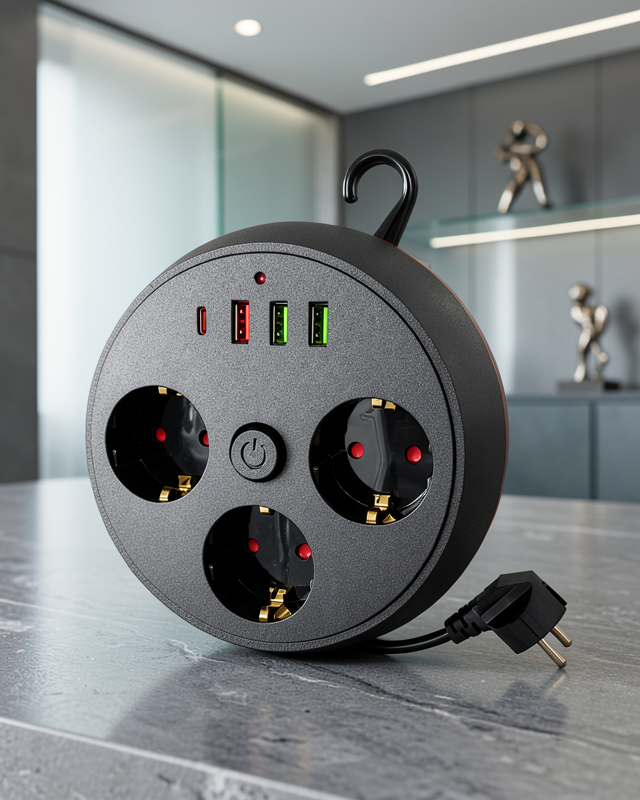 Akım Korumalı Çoklu Priz 3 Priz 3 USB Type-C 2 Metre
