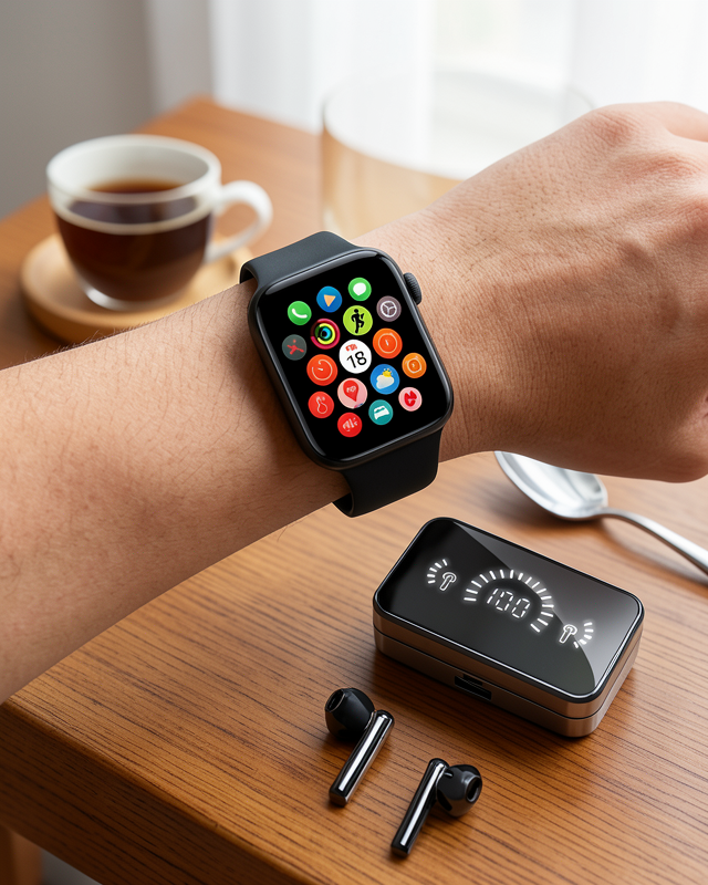 Akıllı Saat ve Kulaklık Seti AMOLED Ekran 12SAATS20KULAKLIK