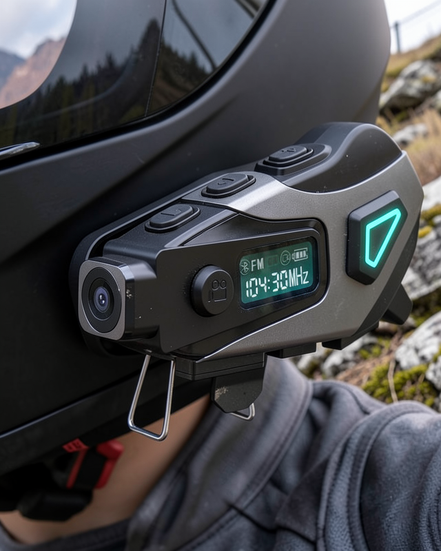 Kask İçine Yerleştirilen Bluetooth Kulaklık Kamera ve Fenerli Su Geçirmez Model