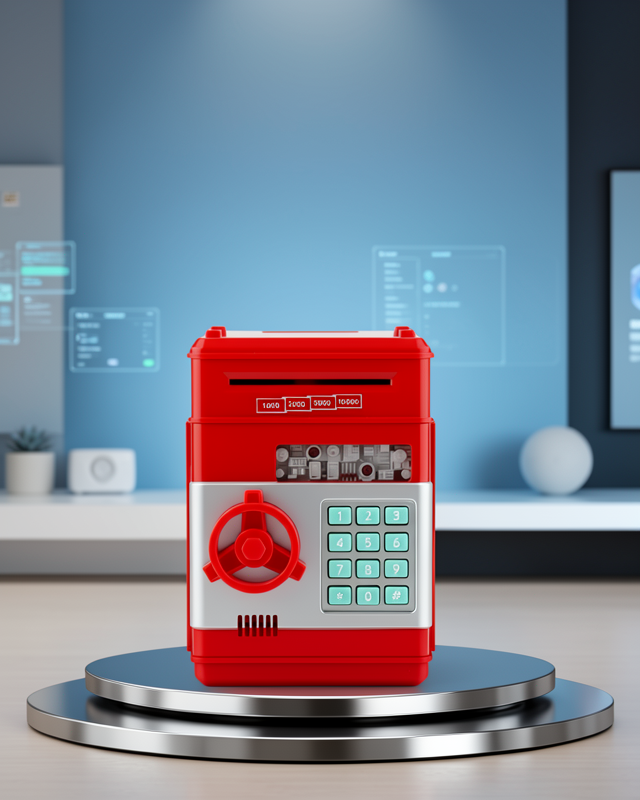 Kırmızı ATM Tasarımı Şifreli Para Kasası XXUCZZZSAM53NUMBERBANK-18