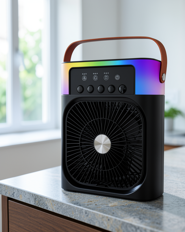 Buharlı Masaüstü Fan RGB Işıklı USB Şarjlı UCZZZIŞIKLIFAN5005SİYAH-3