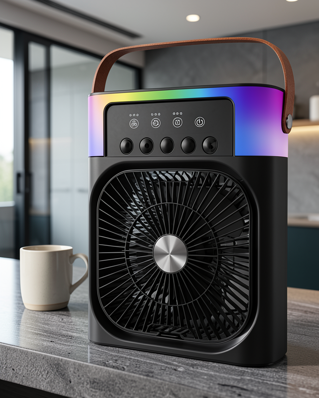 Mini Klima Fan Buharlı RGB Işıklı UCZZZIŞIKLIFAN5005SİYAH-2