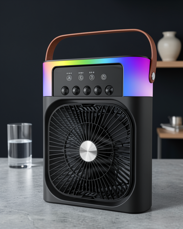 Taşınabilir Sprey Fan RGB Işıklı UCZZZIŞIKLIFAN5005SİYAH