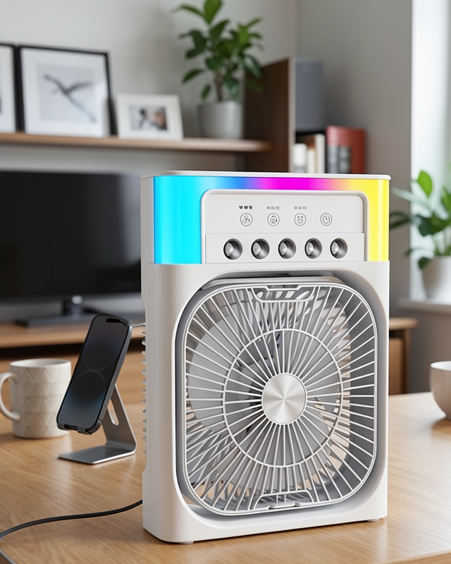 Mini Su Püskürtmeli Klima Fan USB Şarjlı RGB Işıklı UCZZZIŞIKLIFAN5005