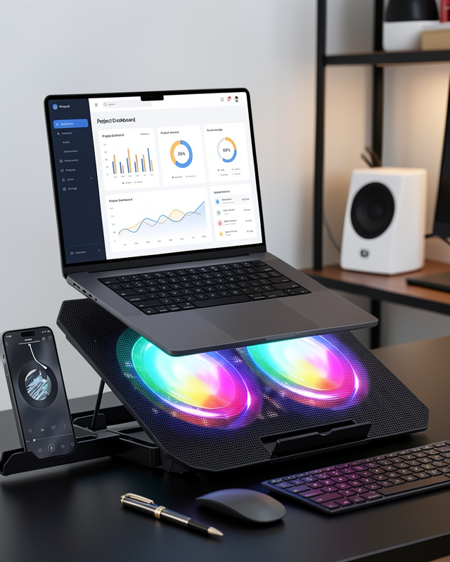 Çift Fanlı Laptop Soğutucu RGB Işıklı 12-17 inç UCZZZN33BİLGİSAYARFANI-1