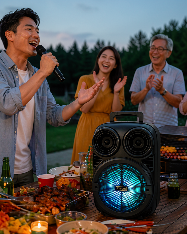 Taşınabilir Karaoke Hoparlör RGB Işıklı Mikrofonlu USB TF Kart Destekli