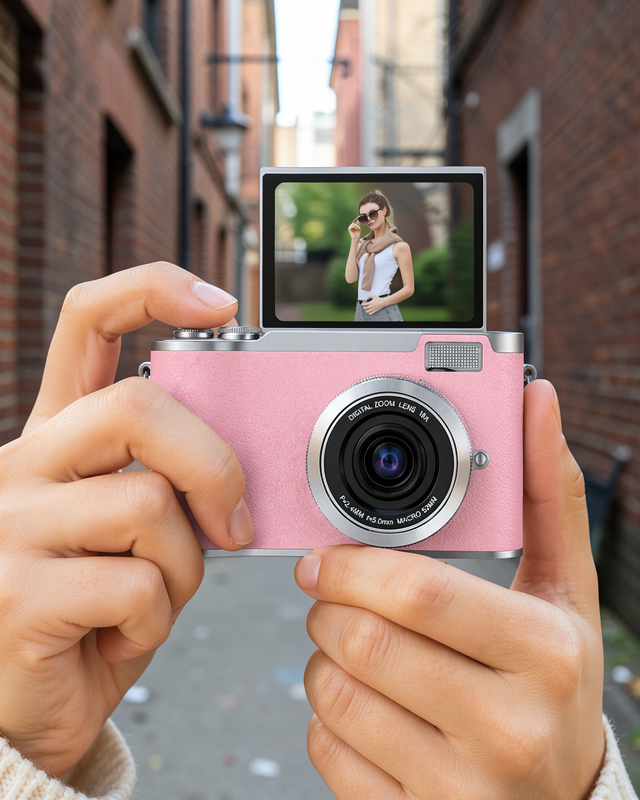 Vlog Kamera 48 MP Flip Ekran 1080P Uzun Pil Ömrü