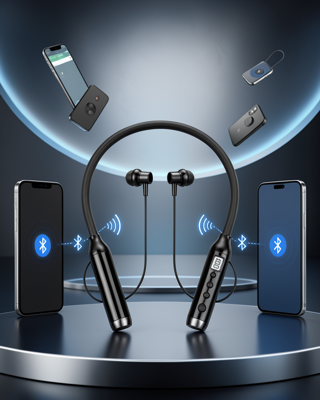Boyun Bantlı Bluetooth Kulaklık Dijital Ekranlı Mikrofonlu UCZZ600SAATKULAKLIK-2