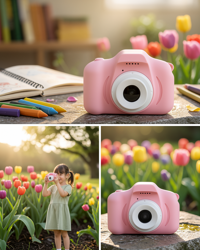 Mini Kamera HD Video Fotoğraf Çekimli Şarj Edilebilir UCZZZÇOCUKKAMERASIPEMBE-5