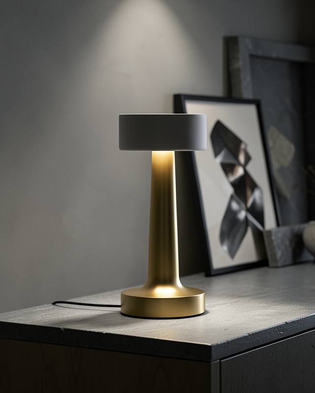 LED Masa Lambası 3 Işık Modlu Altın Gövde UCZZZMANTARGOLDKARE-4
