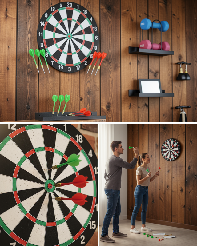 15 İnç Şık Tasarım Dart Tahtası Metal Uçlu 4 Ok Seti UCZZZ15İNÇDART-2