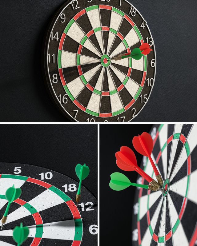 Ahşap Dart Tahtası 12 İnç 4 Adet Metal İğne Uçlu Ok