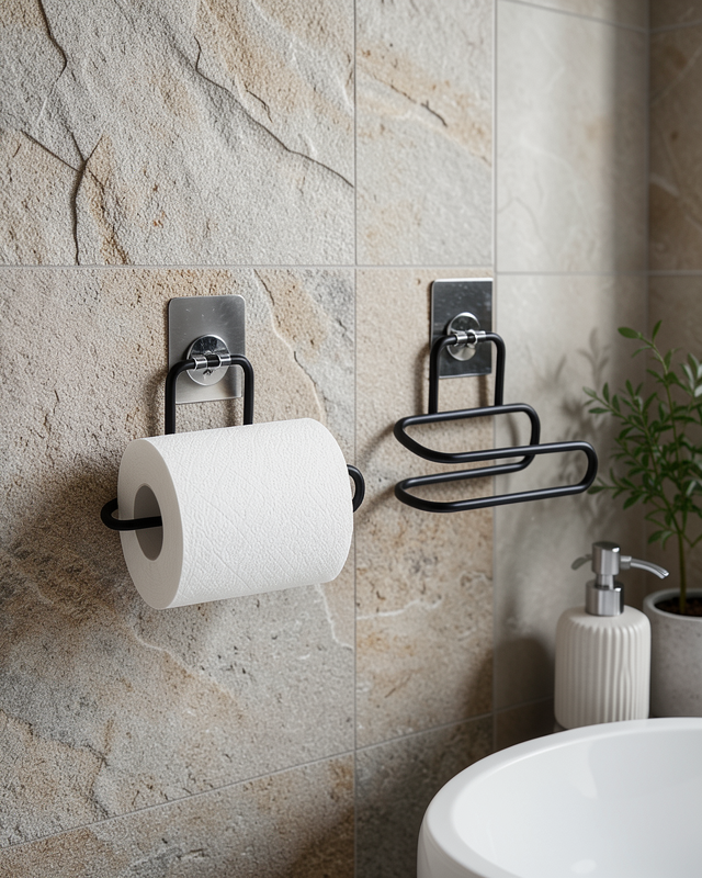 Duvar Tipi Yapışkanlı WC Kağıdı Tutucu 2 Adet