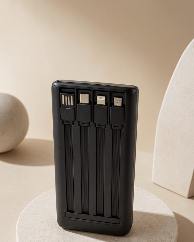 50.000 mAh 4 Dahili Kablo ile LED Aydınlatmalı Dijital Göstergeli Powerbank