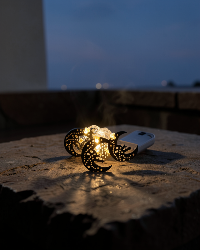 Gold Renk Minareli Hilal LED Işık Pilli Ramazan Süsü UCZZZMİNARERAMAZANLEDIŞIK-2