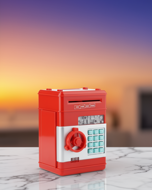 ATM Görünümlü Kırmızı Elektronik Şifreli Kumbara UCZZZSAM53NUMBERBANK-2