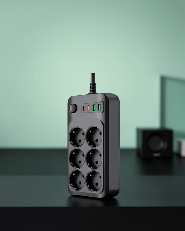 6 çıkışlı termal korumalı grup priz 2500W USB Type-C çıkışlı UCZZZ6LIPRİZ-2