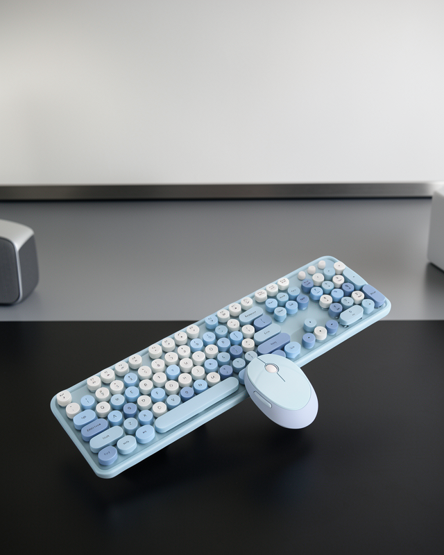 Kablosuz Retro Klavye ve Mouse Seti 104 Tuşlu Sessiz Yazım